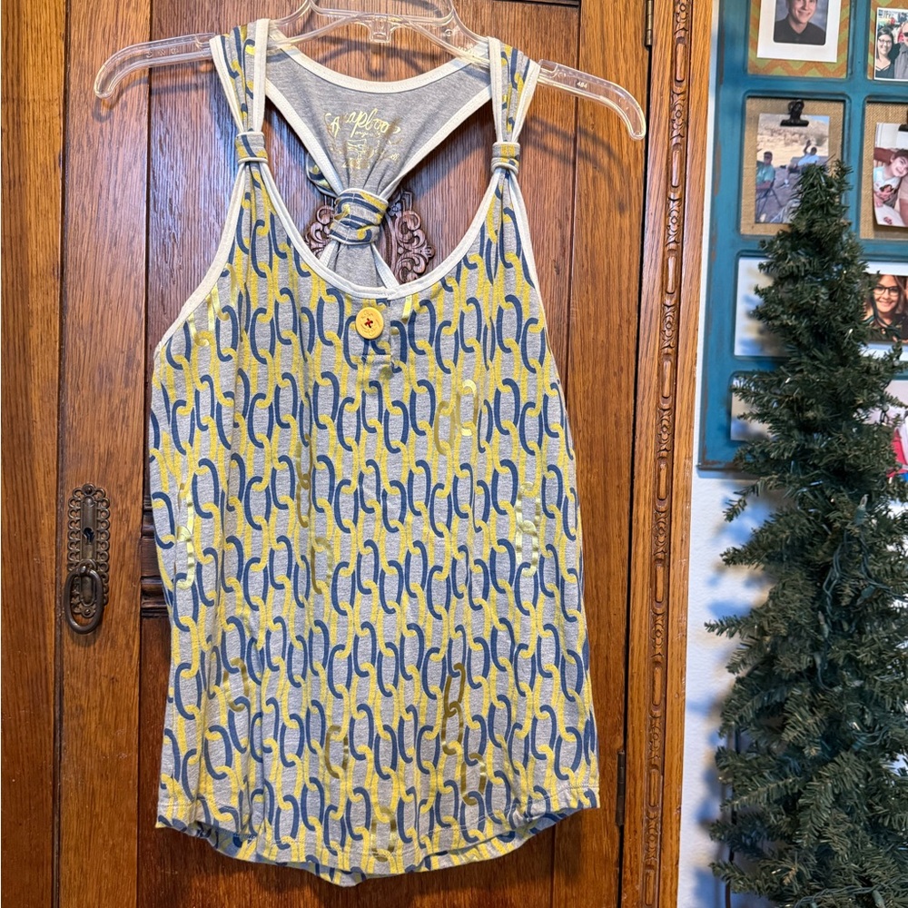 Anthropologie Yellow and Blue Tank Top